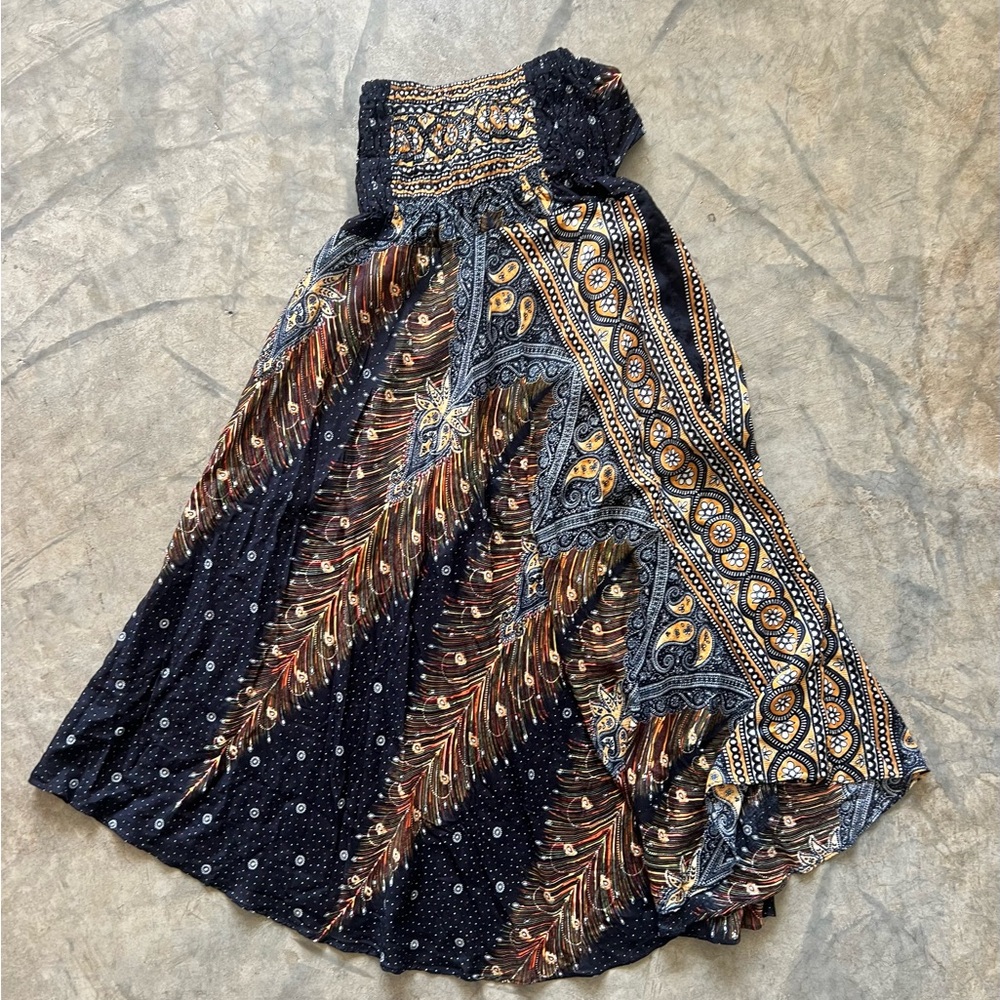 Funky Boho Multi-Color Design Full A-Line Skirt - Picture 2 of 5